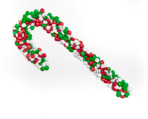 Cane of chocolate candies of Christmas colors