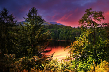 A beautiful colorful sunset at the lake