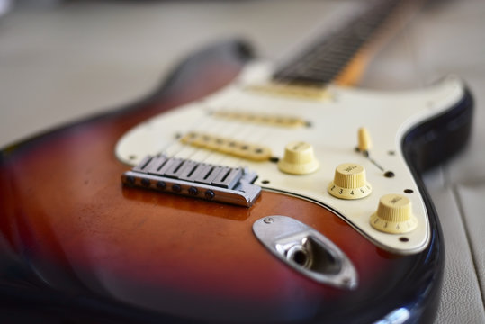 Close up of electric guitar