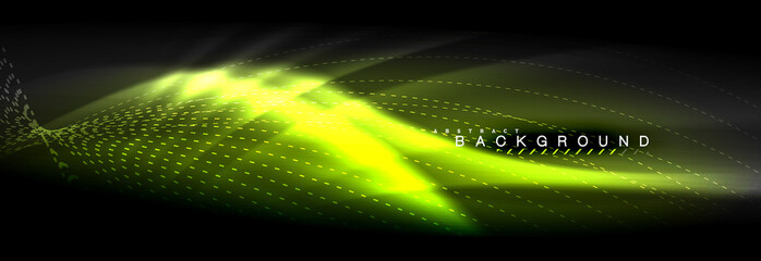 Obraz premium Liquid neon flowing waves, glowing light lines background