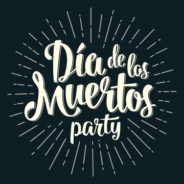 Dia de los Muertos vintage vector lettering on dark background.