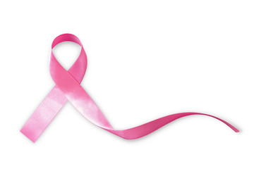Pink ribbon awareness  isolated on white background (clipping path) for  Breast cancer.
