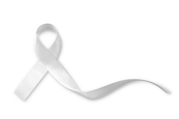 White light pearl color ribbon for raising awareness on Lung cancer and Multiple Sclerosis and...