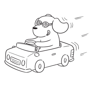 vector of dog driving car