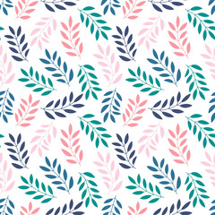 Floral seamless pattern with branches and leaves. Vector illustration.