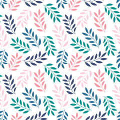 Floral seamless pattern with branches and leaves. Vector illustration.