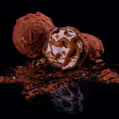 Chocolate candies, handmade. With chocolate Whisky-cream