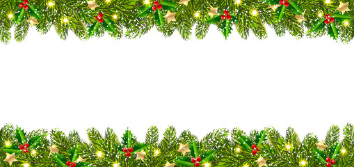 Christmas Banner with Christmas Tree Garland