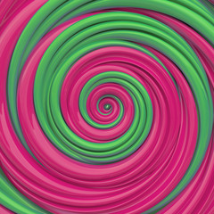 3d abstract Christmas candy cane, pink green helix, spiral background
