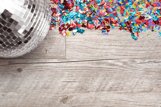 NYE2019: Disco Ball Party Background With Space For Text