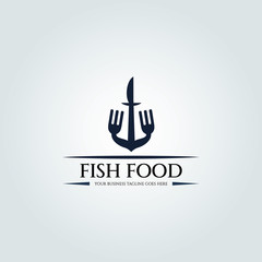 Fototapeta na wymiar Fish food logo design template. Vector illustration