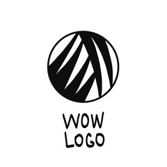 Round logo design black and white geometric style