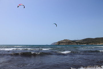 kite surfing in the sea