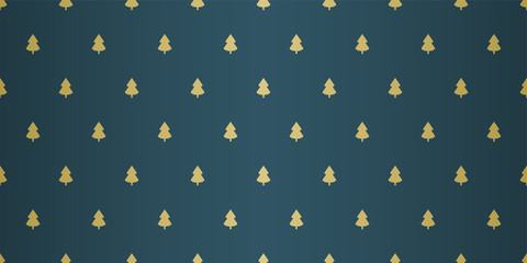 Luxury Golden Christmas Pattern with Trees