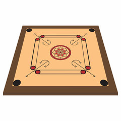 Perspective view various family game, carrom board.