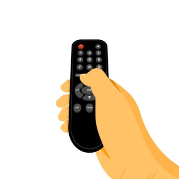 Perspective view holding the television remote control vector illustration.