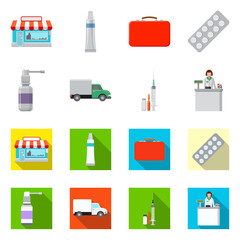 Isolated object of pharmacy and hospital symbol. Collection of pharmacy and business stock symbol for web.