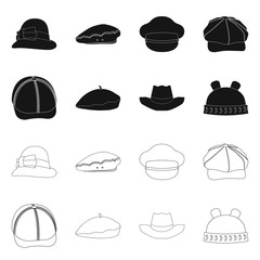 Isolated object of headgear and cap icon. Set of headgear and accessory vector icon for stock.