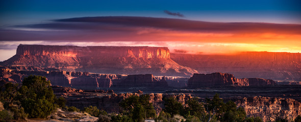 Beautiful Sunrise over the Canyon in Needles District Canyonlands Utah USA
