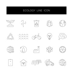 Line icons set. Ecology pack. Vector illustration