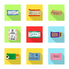 Vector illustration of ticket and admission symbol. Collection of ticket and event stock vector illustration.