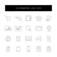Line icons set. E-commerce pack. Vector illustration