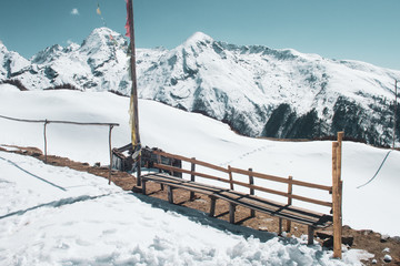 Beautiful view of ski resort in the alps.