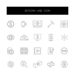 Line icons set. Bitcoin pack. Vector illustration