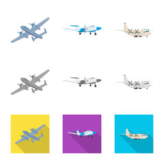 Fototapeta na wymiar Isolated object of plane and transport sign. Collection of plane and sky stock vector illustration.