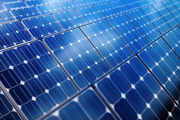 Side view of solar panels,3d illustration.The concept of renewable energy and new energy.