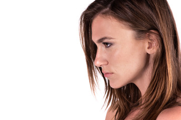 Fototapeta premium portrait of a girl close-up on a white background