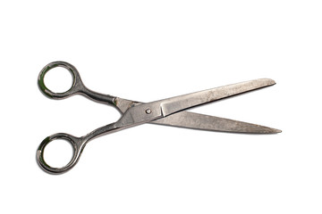 vintage metal scissors on isolated