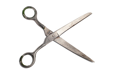 vintage metal scissors on isolated