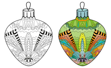 Zentangle stylized Christmas decorations. Hand Drawn lace vector illustration