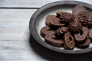shortbread butter cookies with chocolate and chocolate gingerbreads