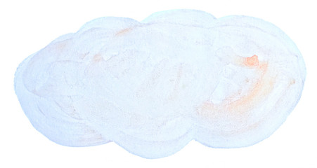 Blue pastel watercolor hand-drawn isolated wash stain on white background for text, design. Abstract texture made by brush for wallpaper, label.