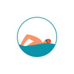 swimming icon, vector swimming pool on white background, water swim sport. Vector illustration.