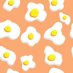 Funny seamless pattern with fried eggs. Hipster life style background. For fashion fabrics, prints, textile, wallpaper. Trendy print. 