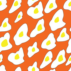 Funny seamless pattern with fried eggs. Hipster life style background. For fashion fabrics, prints, textile, wallpaper. Trendy print. 