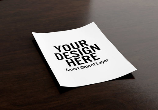 Isolated Flyer on Wood Background Mockup