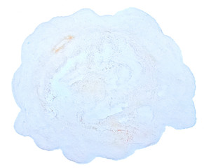 Blue pastel watercolor hand-drawn isolated wash stain on white background for text, design. Abstract texture made by brush for wallpaper, label.