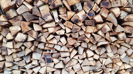 Dry chopped firewood logs ready for winter