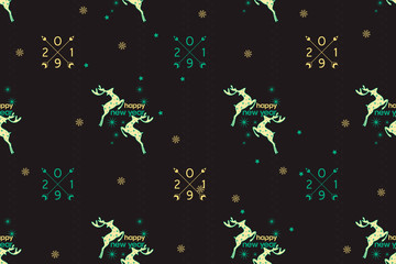 Fototapeta premium minimalistic pattern of arrows and elements for the new year. Christmas decorations. Number two thousand nineteen.