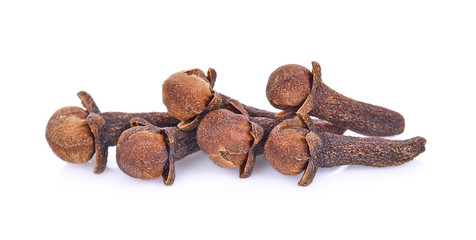 dry cloves on white background