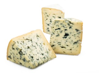 Three Pieces of Mountain Gorgonzola Cheese - Isolated