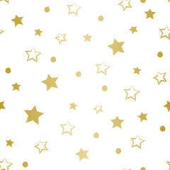 Golden Christmas Pattern with Stars