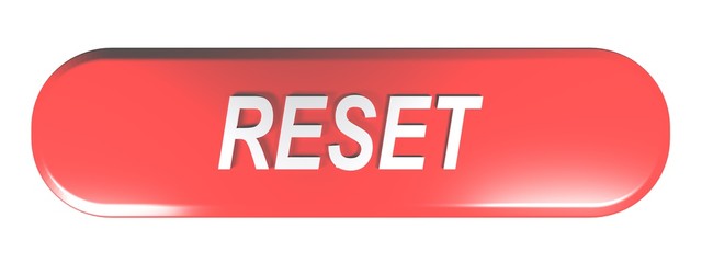Red rounded rectangle push button RESET - 3D rendering