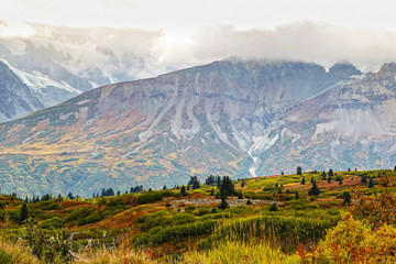 Landscape in fall at Haines Highway, Yukon, Canada