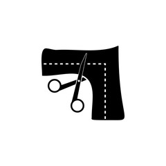 Scissors and cloth cut icon. Element of tailor, clothier. Premium quality graphic design icon. Signs and symbols collection icon for websites, web design, mobile app