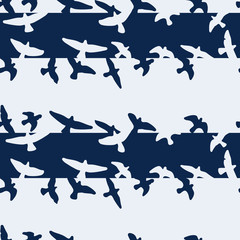 Flying birds seamless pattern. Primitive style.